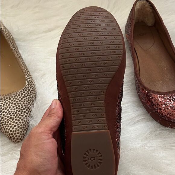 UGG Women's Pink Glitter and Tan Snakeskin Flats 6.5 - Picture 8 of 8
